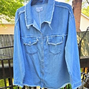 Risen denim shacket